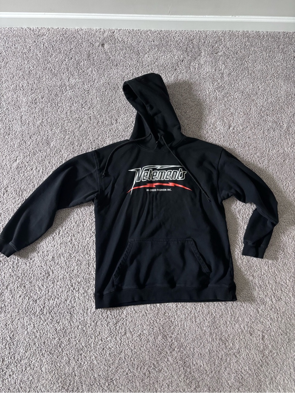 Vetements Hi-Speed Black Hoodie with White & Red Logo